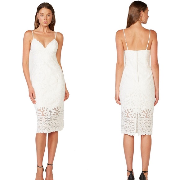 Bardot Gia Lace Midi Dress Ivory 4 XS NWT - Picture 1 of 13